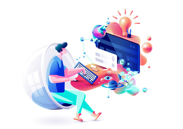 Picture of someone completing a form at a computer